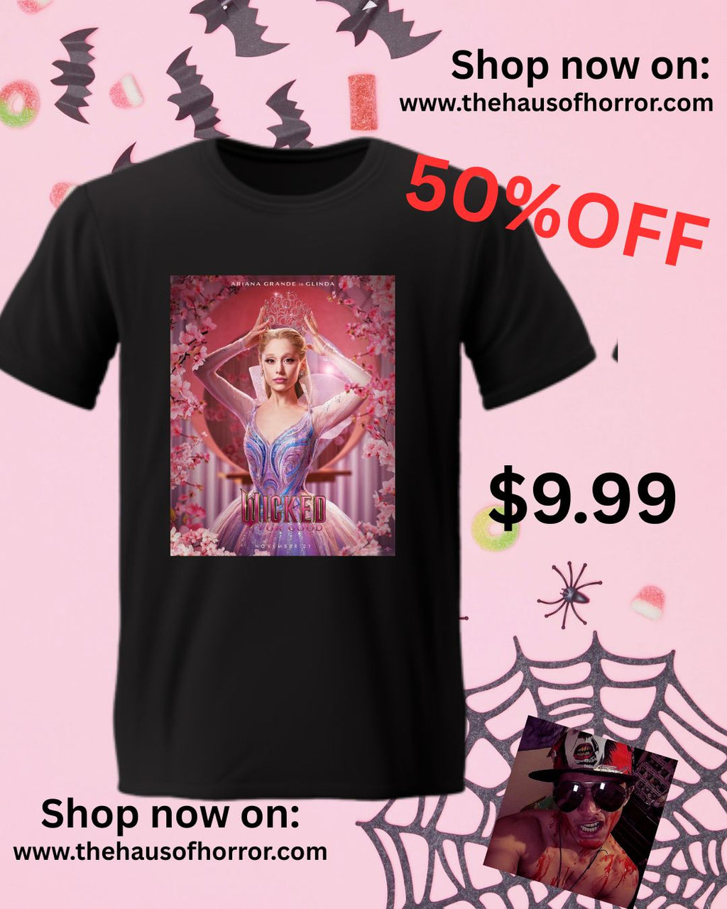 Wicked: For Good (2025) Ariana Grande Movie T Shirt - unisex black tee