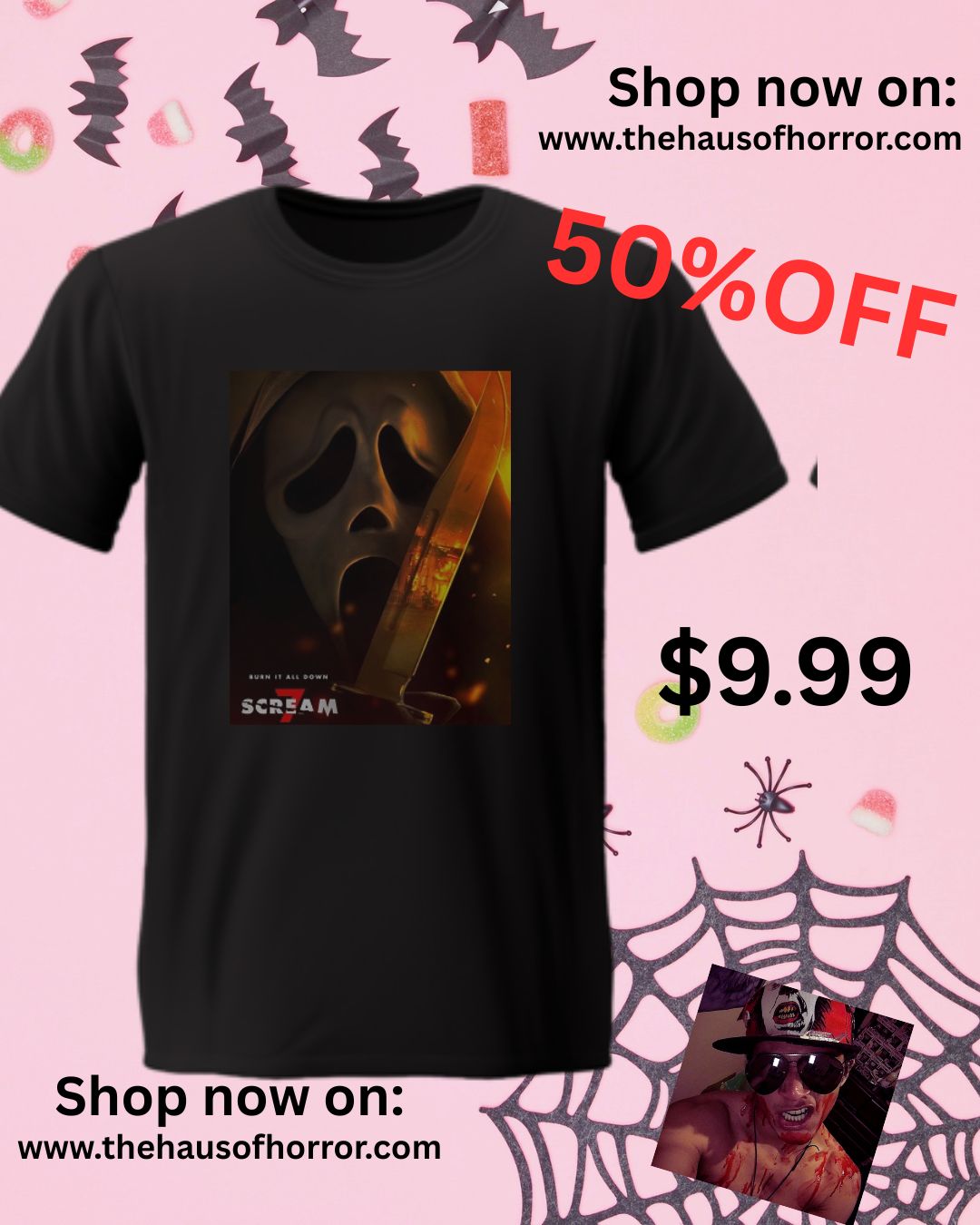 Scream 7 Ghostface  - T Shirt unisex black tee